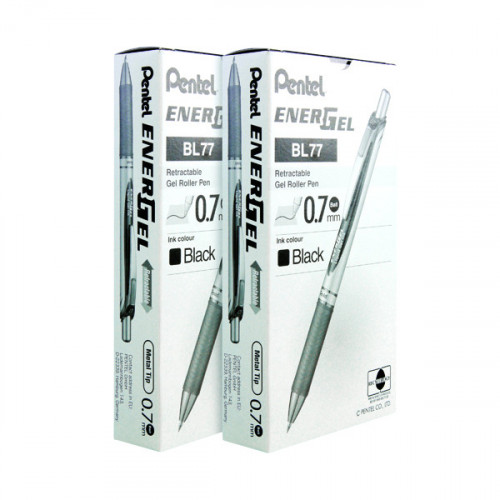 Pentel Energel XM Retractable Liquid Gel Pen Black Pack of 12 2For1