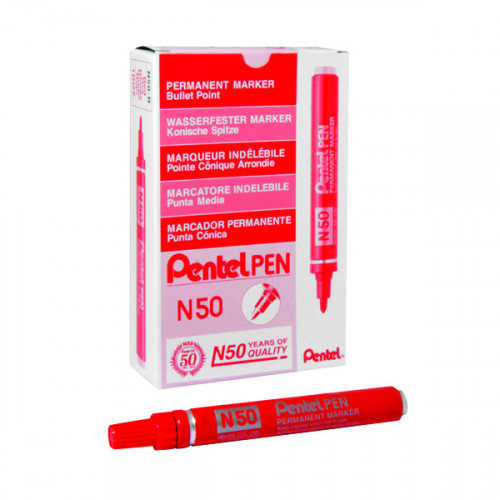 PENTEL N50 BULLET MARKER RED BOX 12