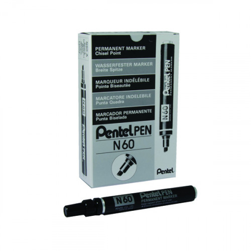 PENTEL N60 CHSL TIP MARKER BLK PK12