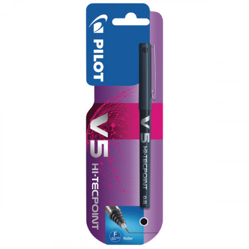 Pilot V5 Hi-Tecpoint Rollerball Pen Black (Pack of 12) 100101201