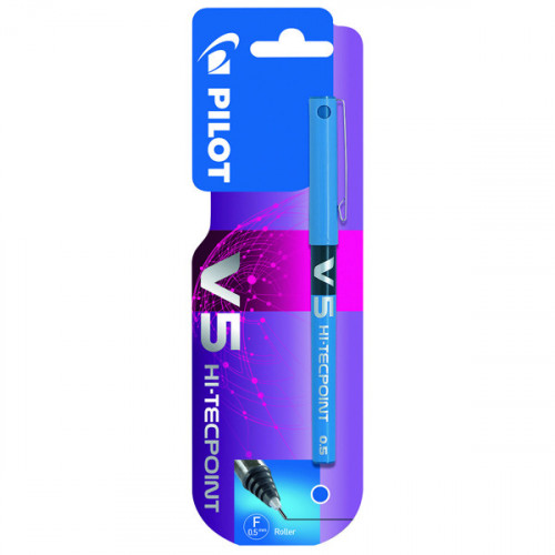 Pilot V5 Hi-Tecpoint Rollerball Pen Blue (Pack of 12) 100101203