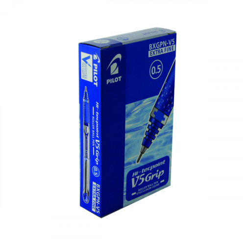 PILOT V5 GRIP LIQ INK RBALL BLU PK12