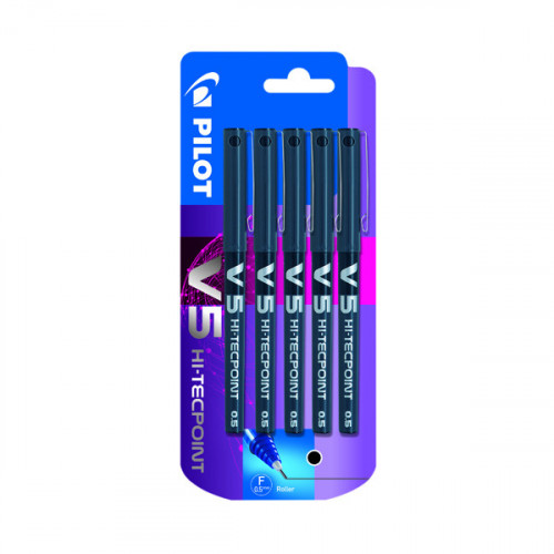 Pilot V5 Rollerball Pens Black (Pack of 5) 3131910541103