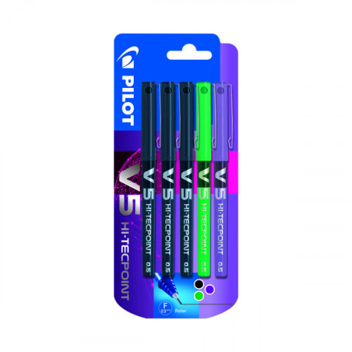 Pilot V5 Rollerball Pens Assorted (Pack of 5) 3131910541127