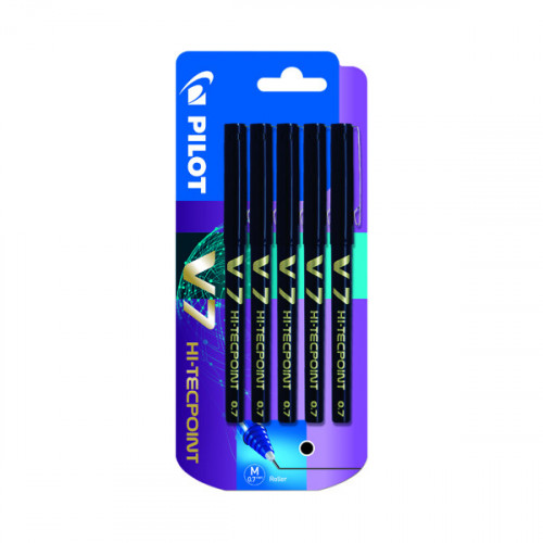 Pilot V7 Rollerball Pens Black (Pack of 5) 3131910546153