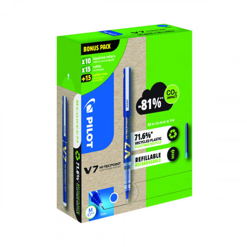 Pilot V7 10 Liquid Ink Rollerball Pens 30 Refills Medium Tip Blue (Pack of 40) WLT556268