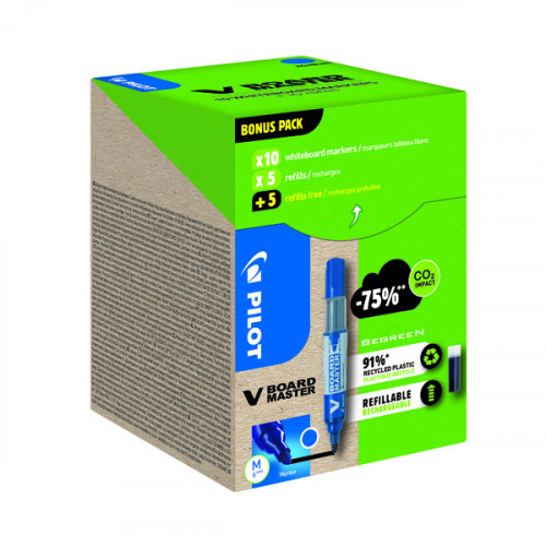 PILOT 10 MARKERS+10 REFILLS BLU PK20