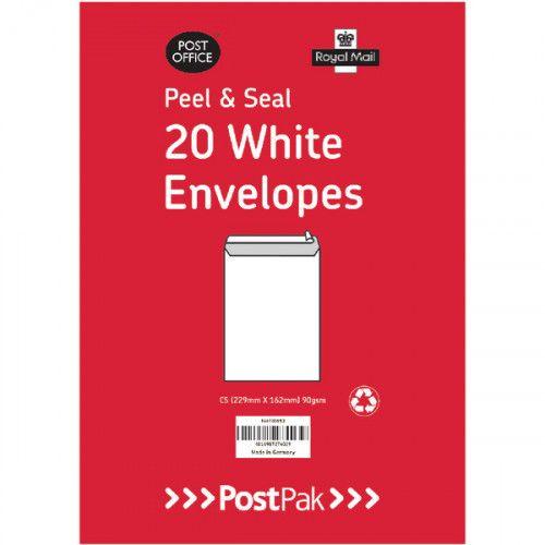 Envelopes C5 Peel and Seal White 90gsm (Pack of 20) 9730613