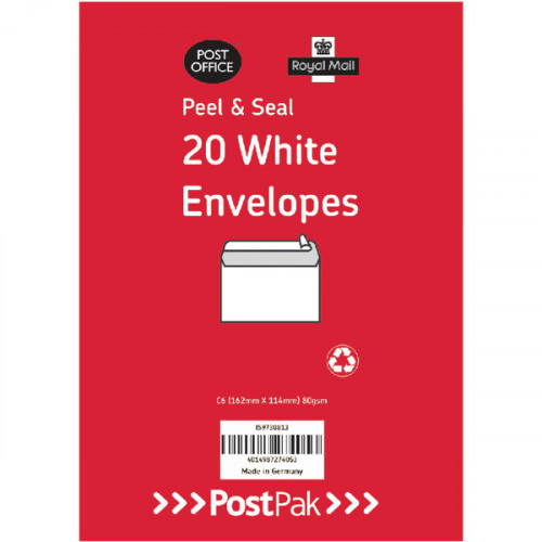 Envelopes C6 Peel & Seal White 80Gsm (Pack of 520) POF27425