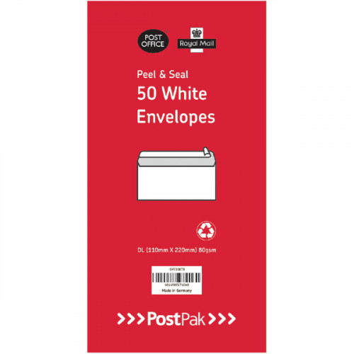 Envelopes DL Peel and Seal 80gsm White x50 (Pack of 10) 9730878