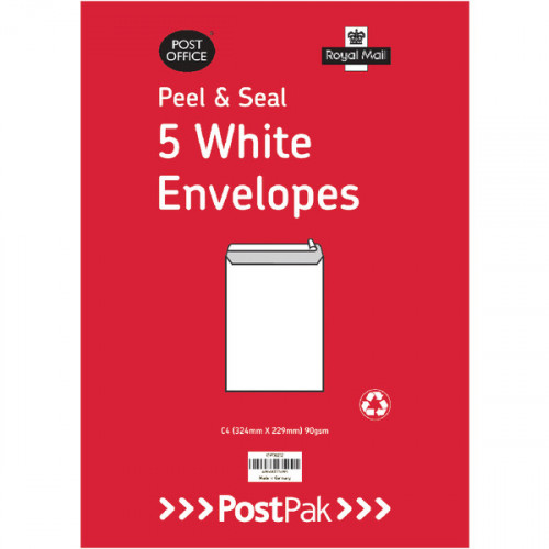 Envelopes C4 Peel and Seal White 90gsm (Pack of 200) 9731232