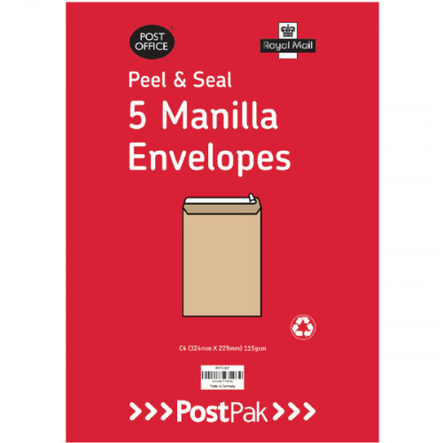 Envelopes C5 Peel and Seal Manilla 115gsm (Pack of 200) 9731326