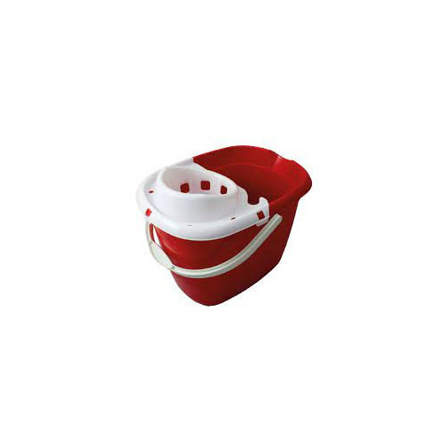 Plastic Mop Bucket c/w Cone Wringer Red 15 Lt per Each
