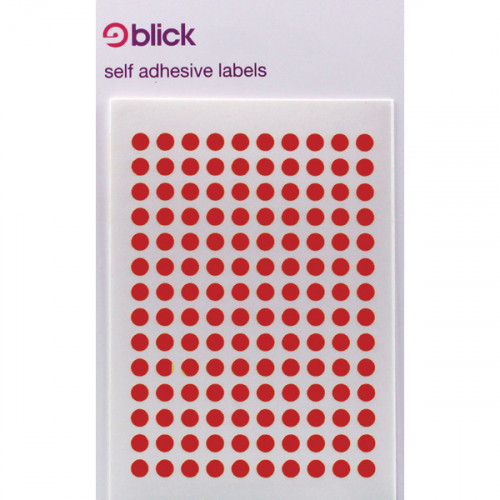 Blick Coloured Labels in Bags Round 5mm Dia 980 Per Bag Red (Pack of 19600) RS001355