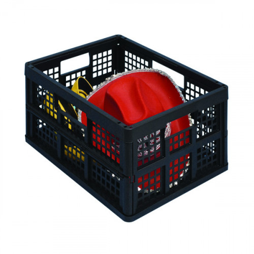 Really Useful 32L Plastic Folding Boxes Black (Pack of 3) 32FBBK