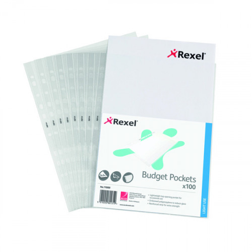 Rexel Essential Pocket A4 in Dispenser Embossed (Pack of 100) 11000