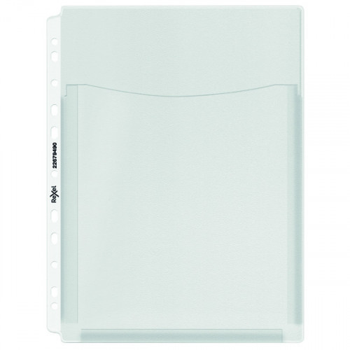 Rexel Nyrex Heavy Duty Extra Capacity A4 Embossed Punched Pocket (Pack of 5) 13680