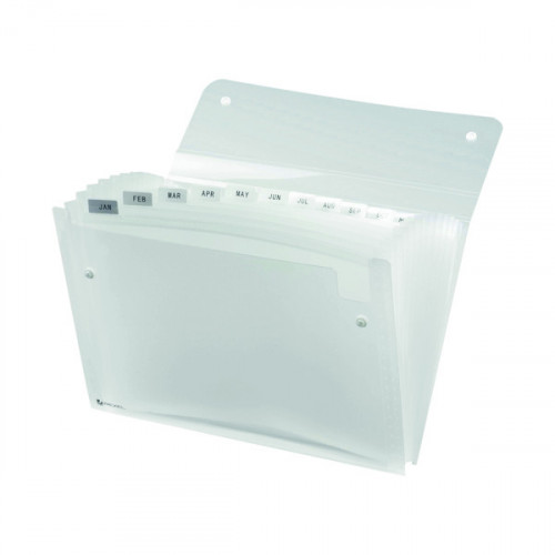 Rexel Ice Expanding Files 13 Pocket Polypropylene A4 Clear (Pack of 10) 2102035