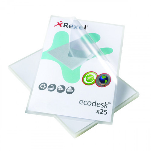 REXEL ECODESK A4 FOLDERS CLEAR PK25