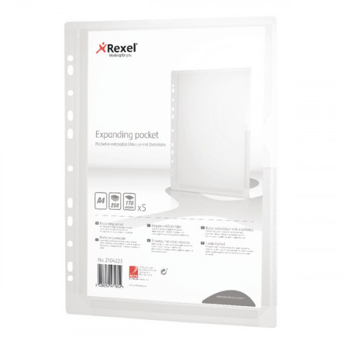 Rexel Nyrex Heavy Duty Extra Capacity A4 Glass Clear Punched Pocket (Pack of 5) 2104223