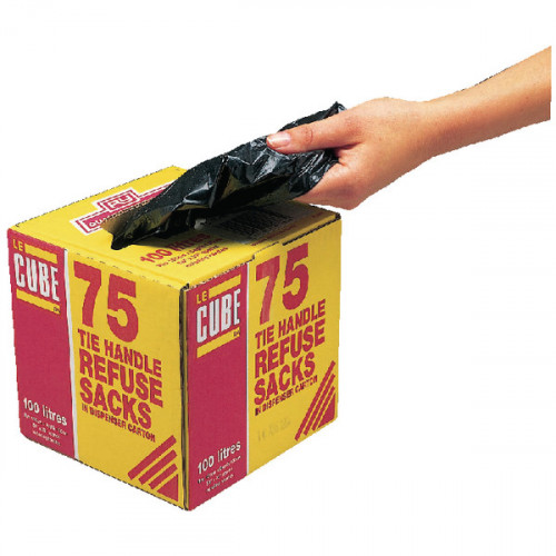 LE CUBE REFUSE SACK BLACK 100L PK75