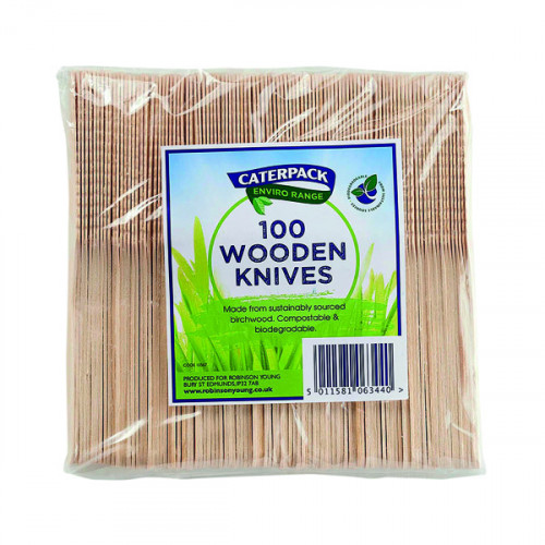 Caterpack Enviro Wooden Knives (Pack of 100) RY10567