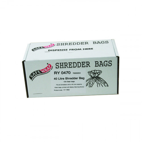 SAFEWRAP SHREDDER BAG 40L CLR PK100
