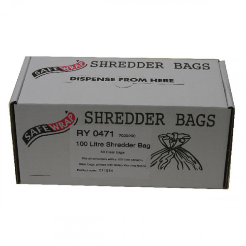 SAFEWRAP SHREDDER BAG 100L CLR PK50