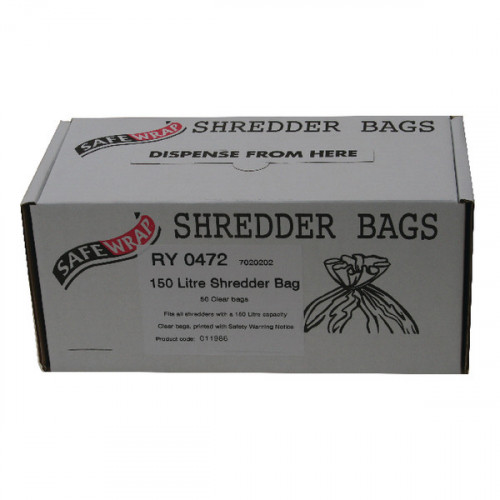 SAFEWRAP SHREDDER BAG 150L CLR PK50