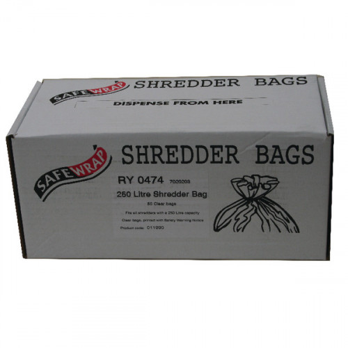 SAFEWRAP SHREDDER BAG 250L CLR PK50