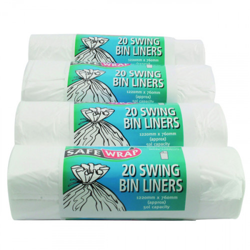 Safewrap Standard Swing Bin Liner White (Pack of 80) 0441