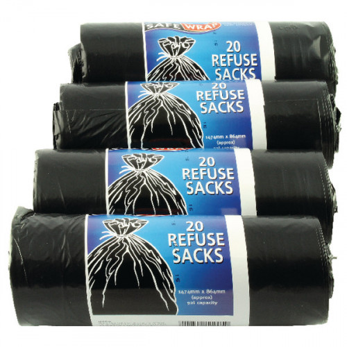 REFUSE SACKS ROLL 20X4 STNRD BLK P80