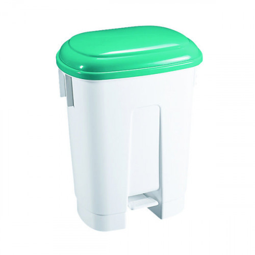 Derby Plastic Pedal Bin 60 Litre White/Green 348015