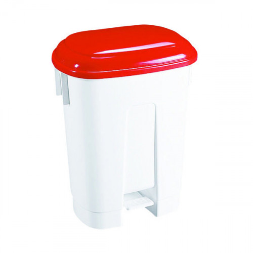 Derby Plastic Pedal Bin 30 Litre White/Red (Dimensions: W470 x D360 x H510mm) 348021