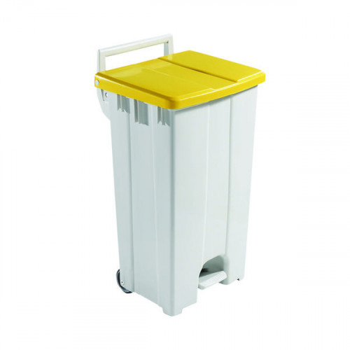 90L MOBILE PEDAL BIN LID YLW 357002