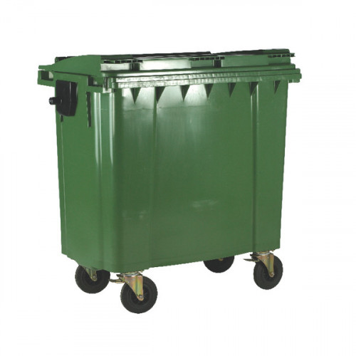 Wheelie Bin With Flat Lid 770 Litre Green (Dimensions: H1360 x W1350 x D770mm) 377387