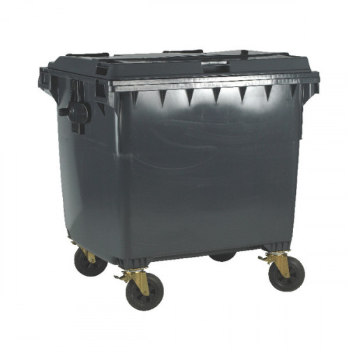 Wheelie Bin With Flat Lid 770 Litre Grey 377388