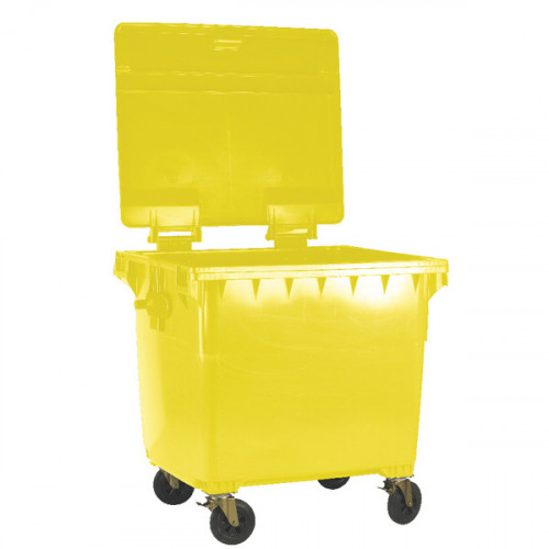 Wheelie Bin With Flat Lid 770 Litre Yellow (4 wheels for easy manoeuvrability) 377389