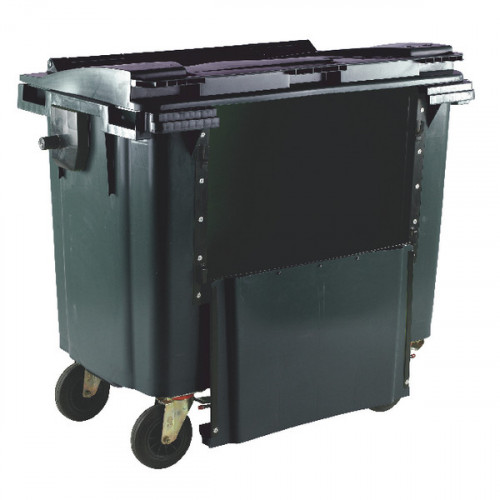 Wheelie Bin With Drop Down Front 1100 Litre Grey 377976