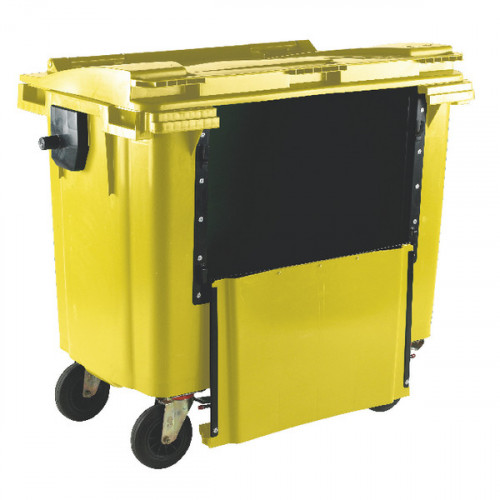 Wheelie Bin With Drop Down Front 1100 Litre Yellow 377977