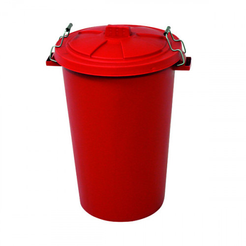 Light Duty Dustbin With Lid 90 Litre Red 382067