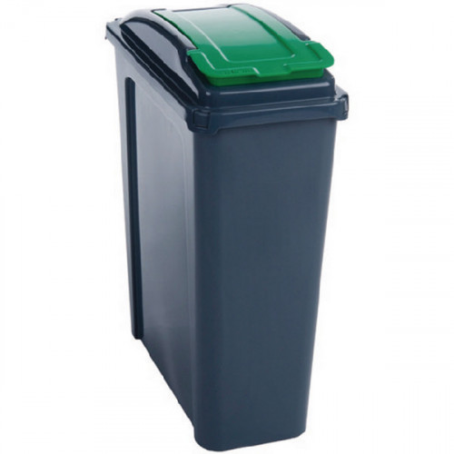 VFM Recycling Bin With Lid 25 Litre Green (Dimensions: W190 x D510 x H400mm) 384284