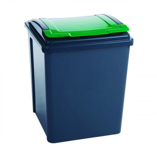 VFM RECYCLING BIN GRY/GRN LID 50L