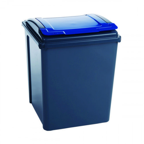 VFM RECYCLING BIN GRY/BLUE LID 50L