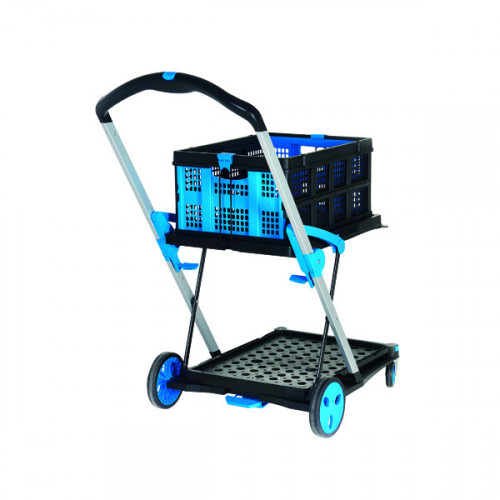 Large Folding Trolley with Folding Box Black/Blue 415149