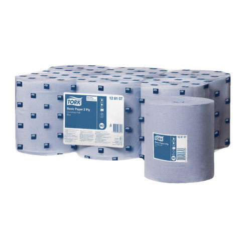 BASIC PAPER CFEED ROLL 2PLY BLUE PK6
