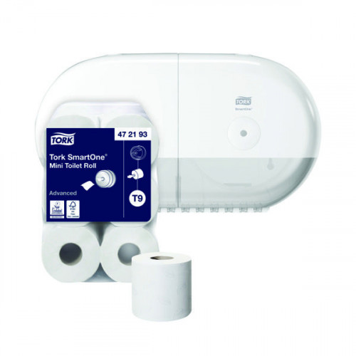 Tork SmartOne Mini Toilet Roll 620 Sheets (Pack of 12) Buy 1 Pack Get FOC SmartOne Twin Dispenser