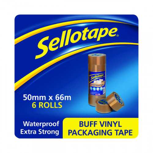Sellotape Vinyl Case Sealing Tape 50mmx66m Brown (6 Pack)