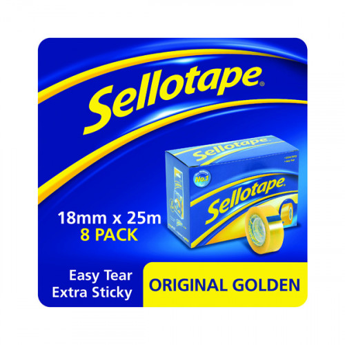 SELLOTAPE GOLDEN 18MM/25M TAPE PK8