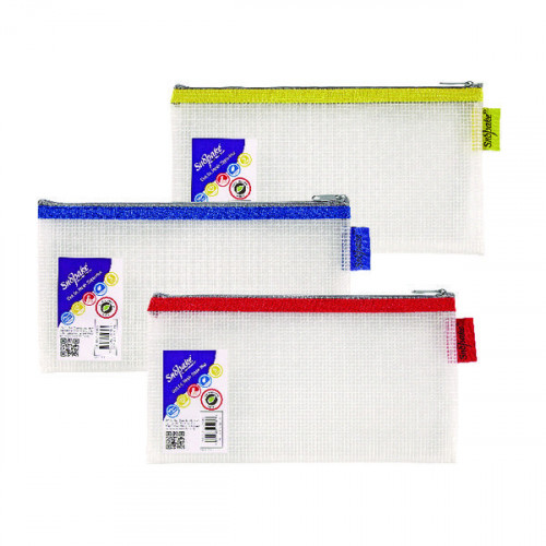 Snopake EVA Mesh Zippa-Bag 130 x 240mm Assorted (Pack of 3) 15817